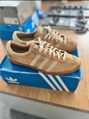 adidas Men’s Beige Suede Tobacco Rivea Sneakers - Rare